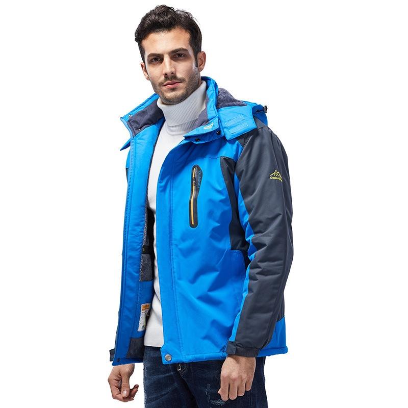 Men's Mountain Jacket Waterproof Fleece Liner Snow Coat Warm Winter Windproof Hooded Raincoat