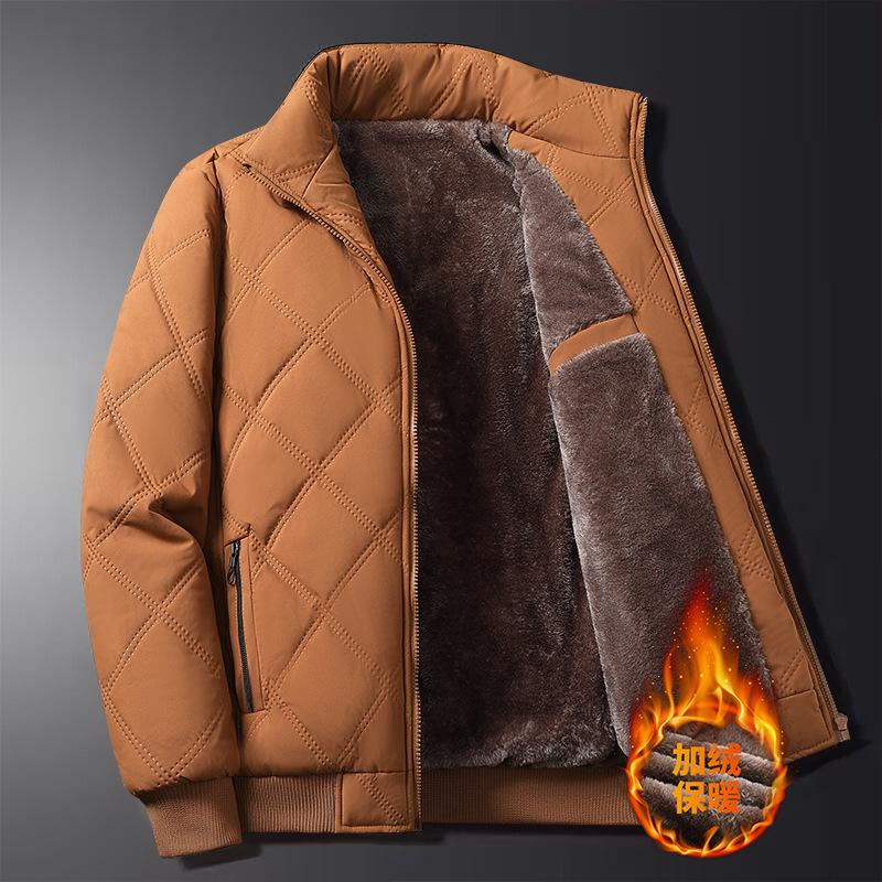 Men's Winter Lightweight Bomber Quilted Jackets Casual Windbreakers Thicken Full Zip Up Windproof Work Coats for Men Warm Fleece Lined Parka Jacket