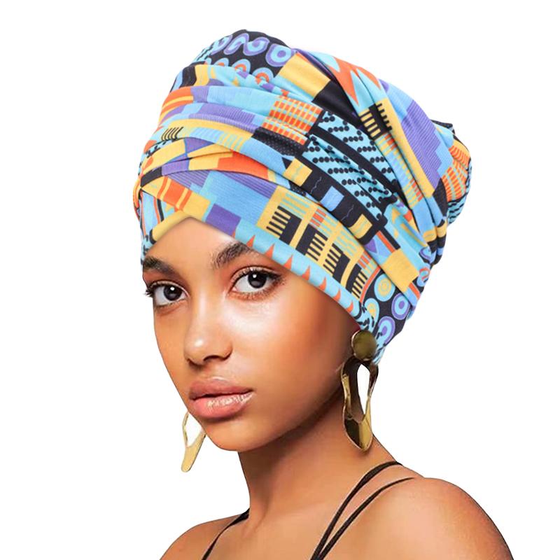 New Women African Print Turban Soft Headwraps Headband Long Hair Head Wrap Scarf Tie Head Scarf Bandanas Hair Accessories