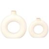 Modish Ceramic Donut Shaped Vase | for Unique Home Decor (Pack of 2 | White)