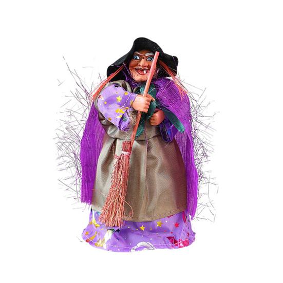 Halloween Witch Ornaments Spooky Witches Figures with Broomsticks Desktop Statue for Haunted House Party Decor