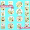 Navy Peony Funny Avocado Fruit Sticker Set Perfect Fit Square and Vertical Stickers for Planners Large Round Stickers for Laptops and Water Bottles