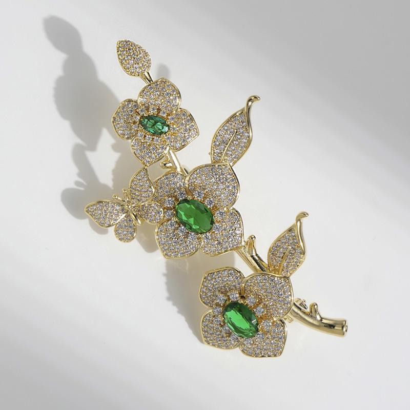 Elegant Plum Blossom Zirconia Brooch - Versatile and High-Quality for Coats and Outerwear