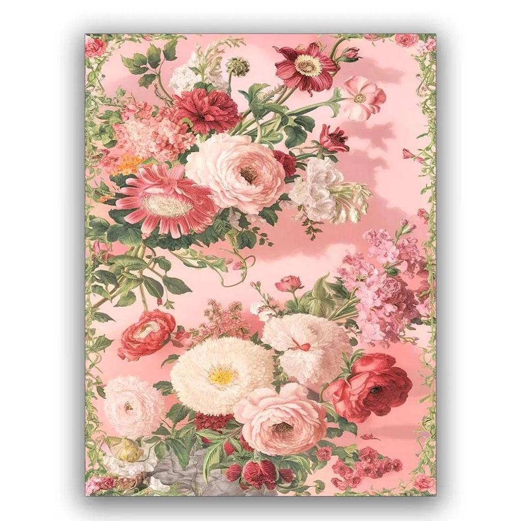 Floral Botanical Rug, Cottagecore Garden Aesthetic Rug, Blooming Flower Print Carpet, Shabby Chic Delicate  Floral Floor Mat