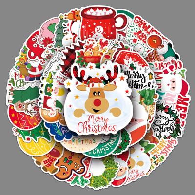 50 Vánočních Doodle Samolepek Personalizované Kreslené Roztomilé Sváteční Dekorace Pouzdro na Mobilní Telefon Kelímek na Vodu Kreativní Samolepky