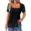 Camiseta de verano para mujer, Top de manga corta con encaje elegante para vacaciones
