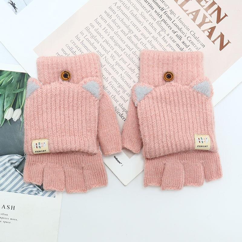 

Winter Children s Flip-top Gloves Keep Warm And Against The Cold. Primary School Students Have Half Their Exposed In Winter. One Size рожевий