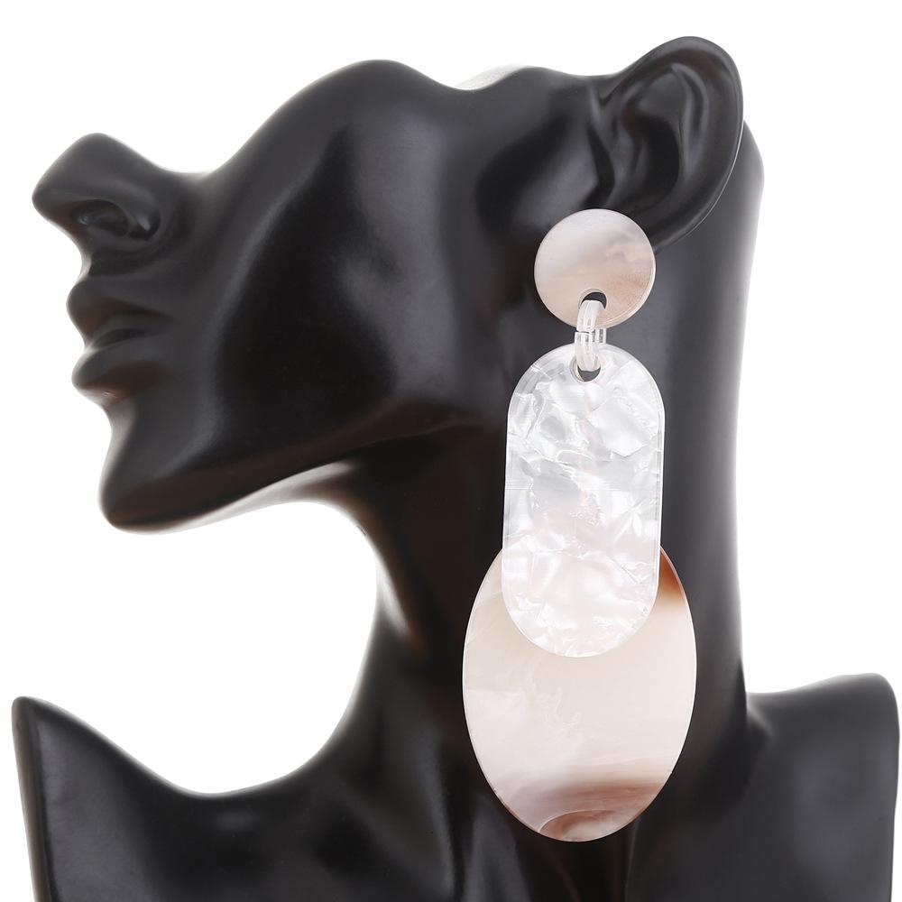 European and American Exaggerated Oval Earrings for Women, Korean Version, Multi-layer Geometric Leopard Print Acrylic Sheet Earrings