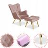 Scandinavian Armchair Luna with Footrest, Pouffe, Button, Family Meble, Lilac, Dirty Pink