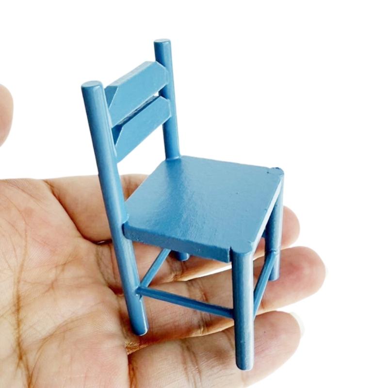 Handcrafts Wood Doll House Dining Chair Model Figure for 1/12 Scale Doll House Kitchen Scene Display Setting Furniture