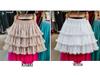 Women's High-Waist Ruffled A-Line Skirt with Mesh Overlay and Safety Lining