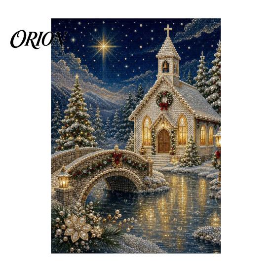 Seasonal Handmade Ornaments Christmas Faux Pearl Art Kit, DIY Church Painting Jesus Decorations for Home Holy Family Wall Decor Craft Kit Adults,