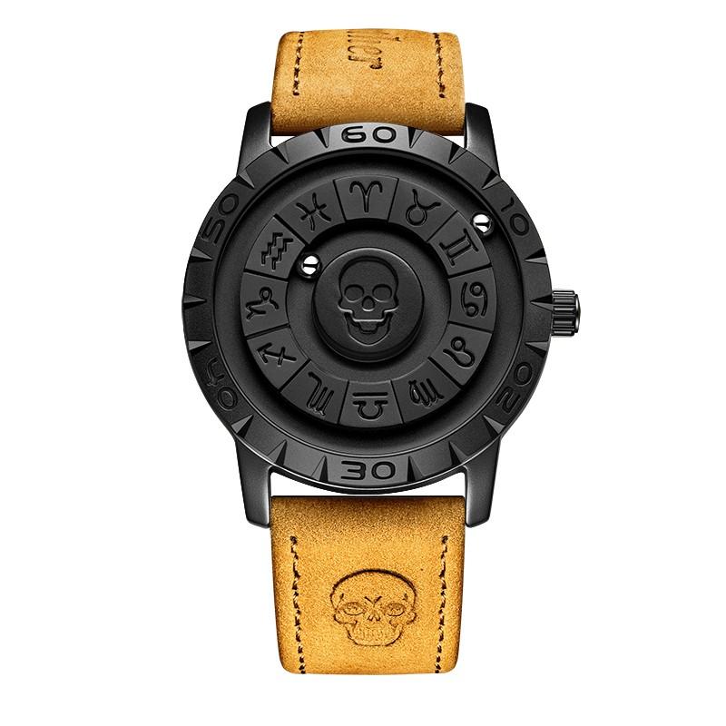 Fashion Leather Watch Men Creative Rolling Pointer Design Watch Men Casual Business Military Men's Quartz WristWatches