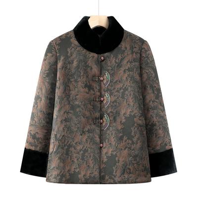 Middle-aged and Elderly Women's Winter Clothes, Grandma Cotton Coat, Plus Velvet Thickened Fashion Old Lady Tang Cotton Clothes, Mother Cotton Jacket