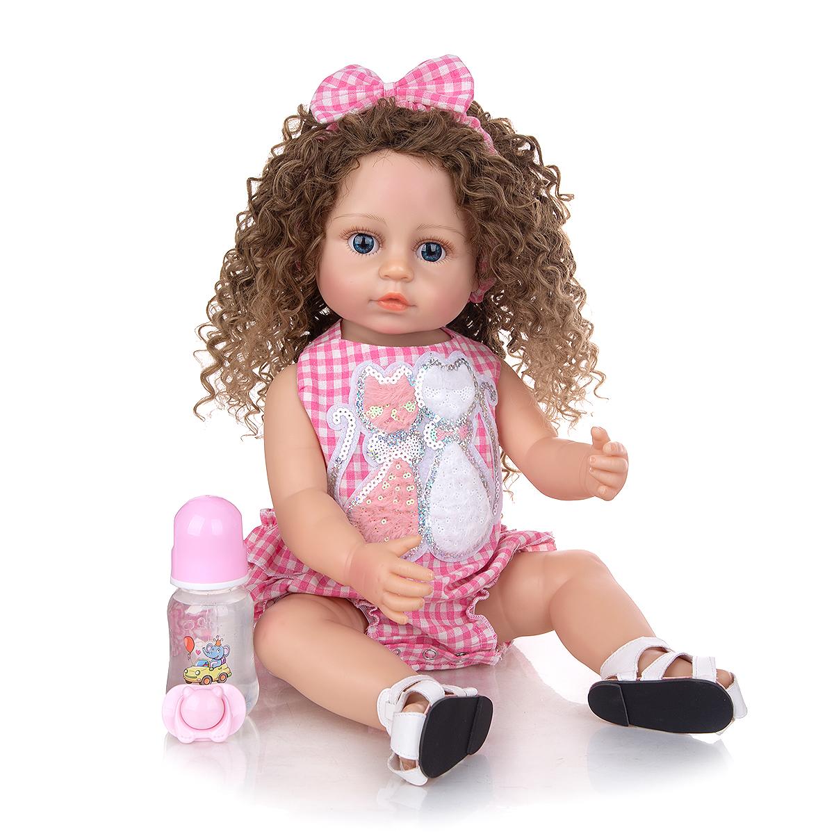 

55 см силиконовая кукла-близнец для всего тела, реалистичная кукла для девочек, игрушки для детей, подарки на день рождения, поддельная детская игрушка, раннее образование 22 inch розовый