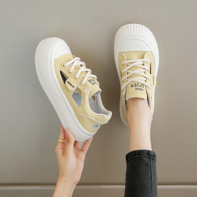 Summer new ins learn hollow breathable thick sole heightening casual shoes board shoes