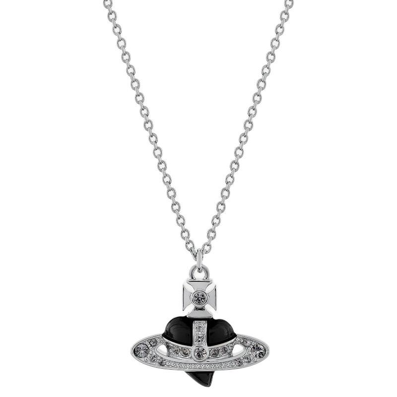 

Vivienne Westwood New Diamante Heart Saturn Shaped Enamel Brass Necklace Men necklace Silver Black 630203BM-02P384 Basic Packaging-Dust Bag+Box