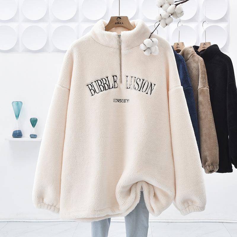 

Худи из шерсти ягненка для девочек, кавайный худи на молнии, женское пальто с капюшоном, милый свитер с кроличьими ушками для сладких девочек, теплая куртка в стиле Харадзюку XXL бежевый