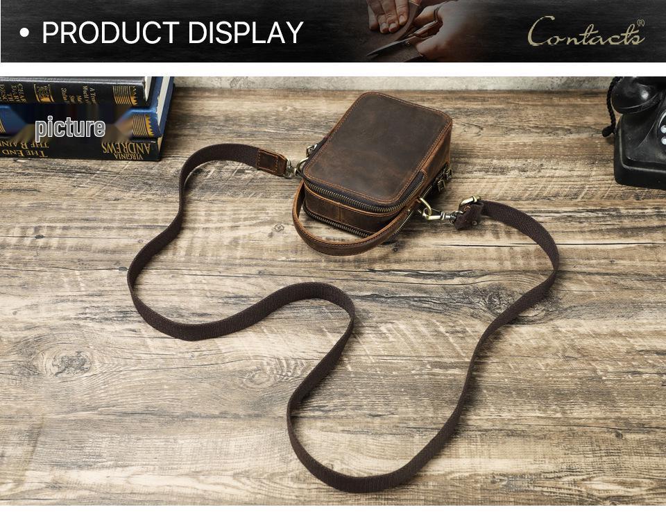 Retro Crazy Horse Leather Crossbody Phone Bag - Compact Outdoor Travel Storage