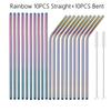 6*215mm 10 Colors Eco-friendly Reusable Metal Straws Set 304 Stainless Steel Drinking Straw Cocktail Party Favor Bar Accessory
