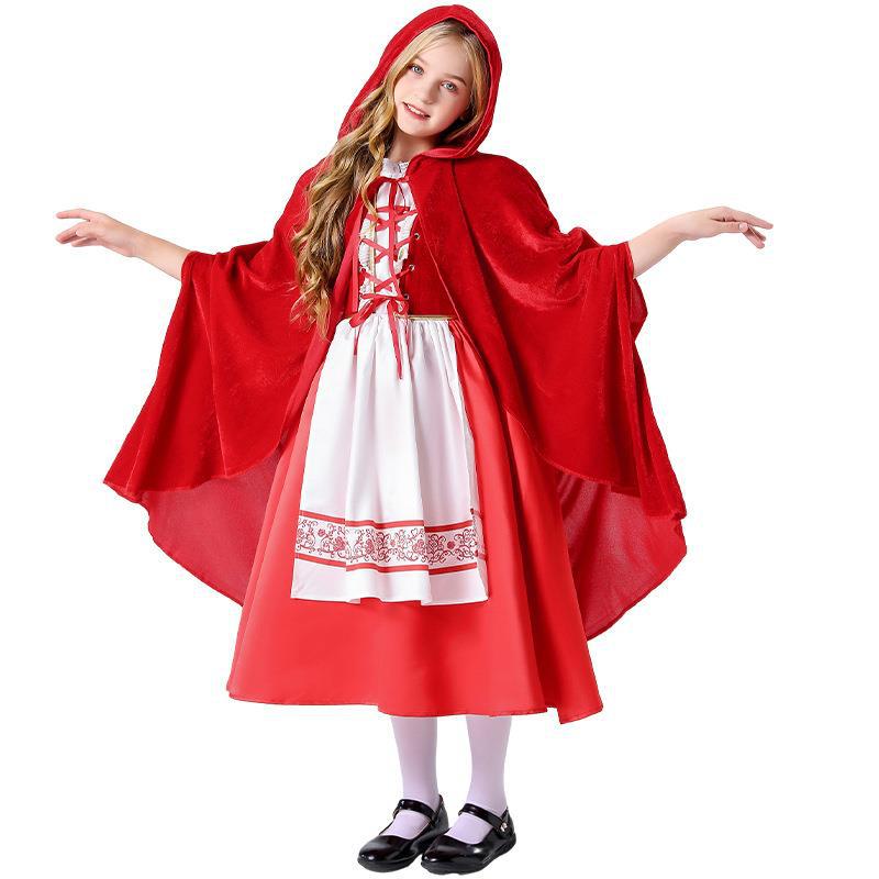 New children's Halloween fairy tale Little Red Riding Hood dress retro court cosplay costume parent-child costume