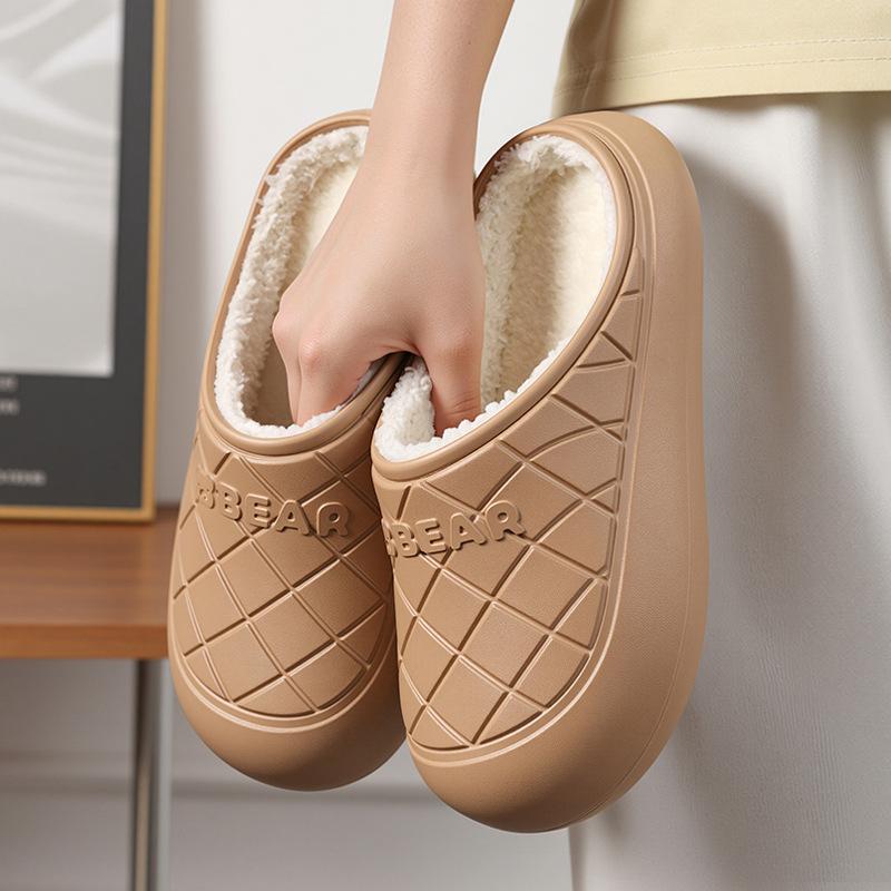 Cotton slippers with plush winter indoor warmth autumn cute couple home winter slippers plush