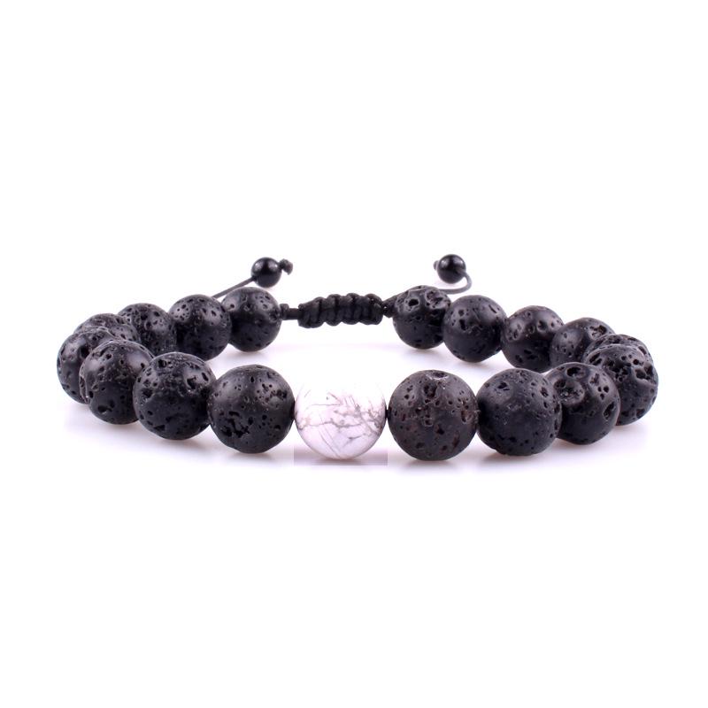 European & American Style Tiger Eye & Volcanic Rock Beaded Wish Bracelet, 10mm, New Design