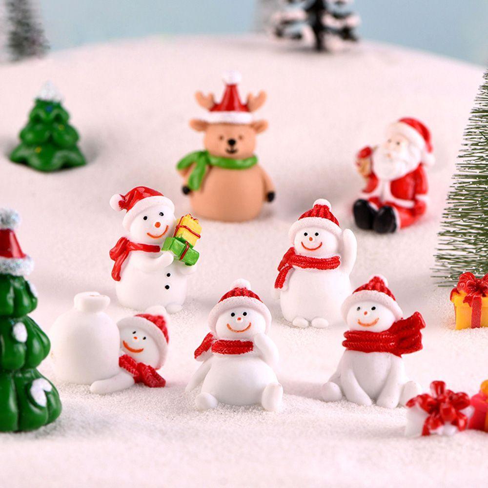 Dollhouse Deer Fairy Garden Santa Claus Figurines Xmas Tree Miniature Snowman Christmas Accessory