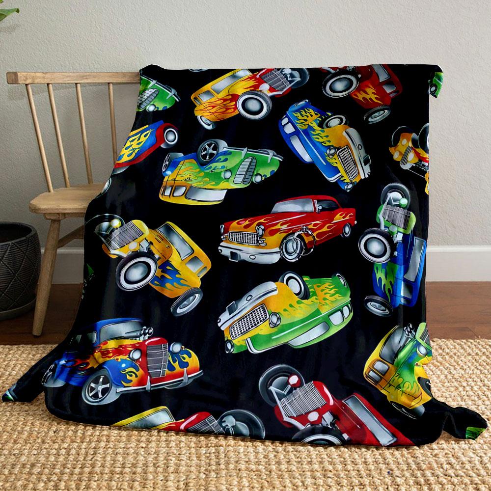 

Hot Rod Cars Pattern Blanket bedroom Blanket for Livingroom Couch lunch break Soft throw for Friend s festival Gift 80cm x 120cm