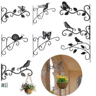 Wall-Mounted Hook Flower Pot Holder Europe Vintage Iron Art Flower Stand Garden Decoration Wall Hanging Basket Bracket