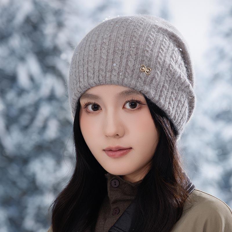 Women Winter Warm Ear Protection Knitted Hat Female Cute Pullover Wool Hat