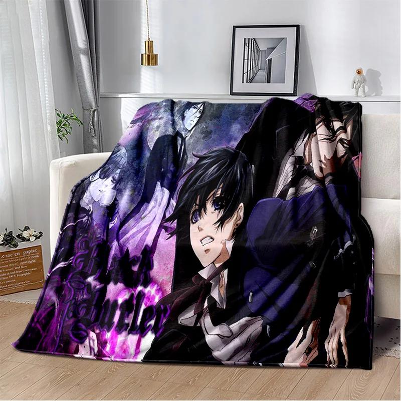 שמיכת קריקטורה אנימה תלת מימדית בלאק באטלר, שמיכת פליז רכה לבית, לחדר שינה, למיטה, לספה, לפיקניק, לנסיעות, למשרד, לכיסוי מנוחה, שמיכת ילדים