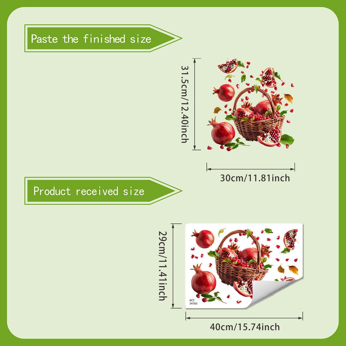 

Настенная наклейка «Корзина с цветами граната» - Плетеная корзина, наполненная красными гранатами, Самоклеящаяся и съемная