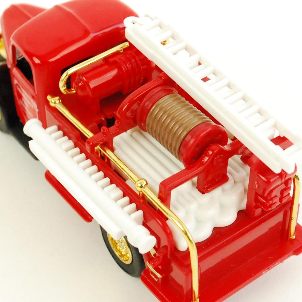 Metal Miniature Car Classic Fire Truck Hose Die-cast Pull-Back Die-cast (Gold Truck)