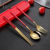 Stainless Steel Flatware Kit Korean Style Dust Proof Chopsticks Fork Spoon Dinner Set