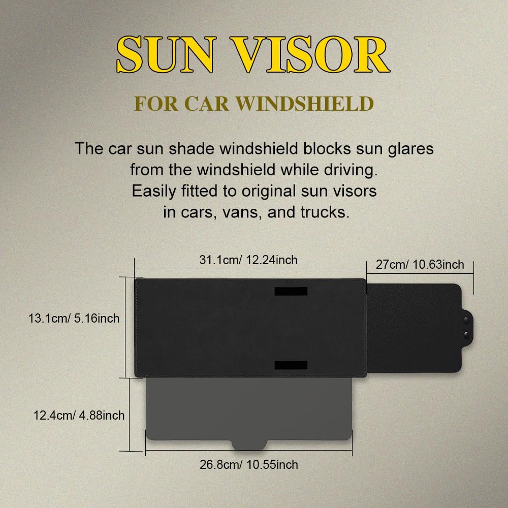 Polarized Car Sun Visor Extension With PC Lens And Side Sunshade, Anti-Glare Windshield Visor - Universal For Most Cars (Black)