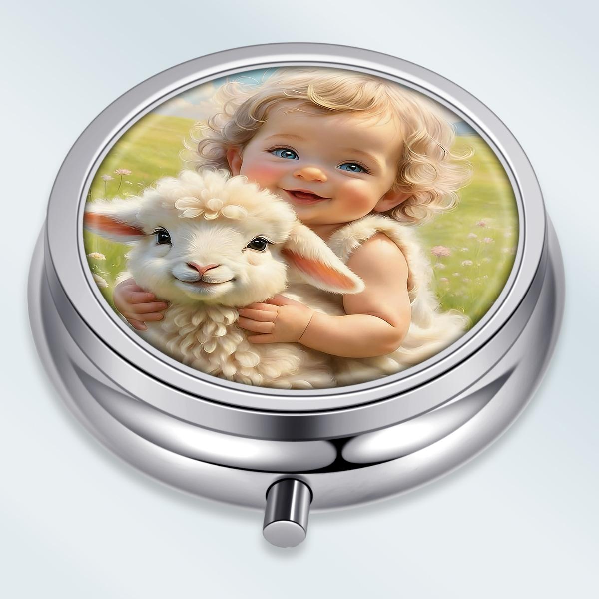 

Portable Pill Box with 3 Compartments, Mini Metal Medicine Organizer Case, Cute Printed Pill Container for Vitamins, Pills, Jewelry, Travel, Daily Use разноцветный