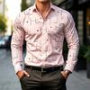 Essential Men's Geometric Pattern Long-Sleeve Shirt, Stylish & Versatile.