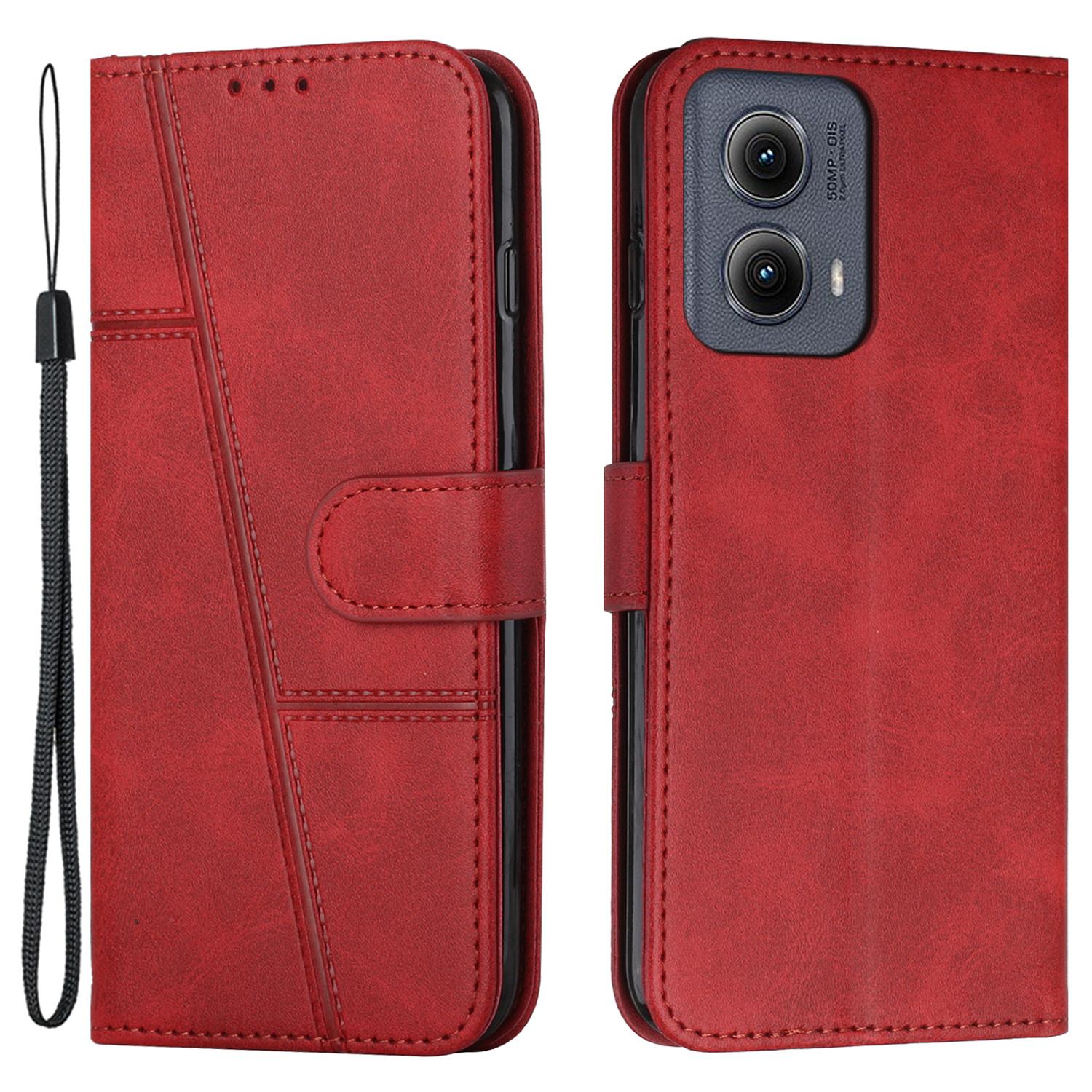 

Для Моторола Край (2024) Чехол-кошелек 5G из ПУ кожи с подставкой для телефона Red