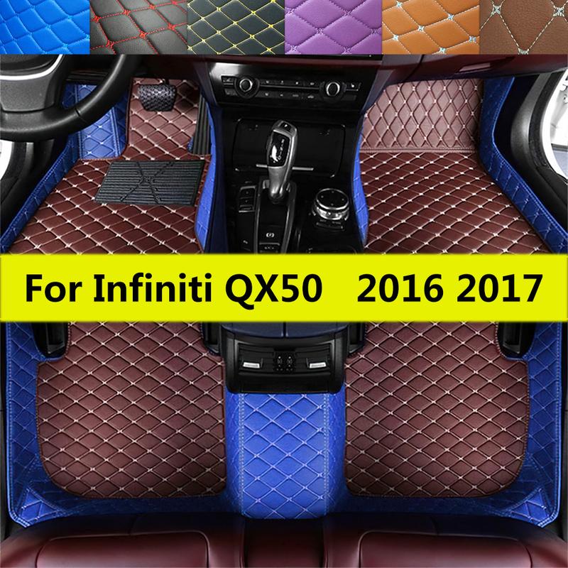 PU Leather Car Floor Mats Fits For Infiniti QX50 2016 2017 Automobile Full Set Carpet Cover Rugs Foot Pads Interior Accessories