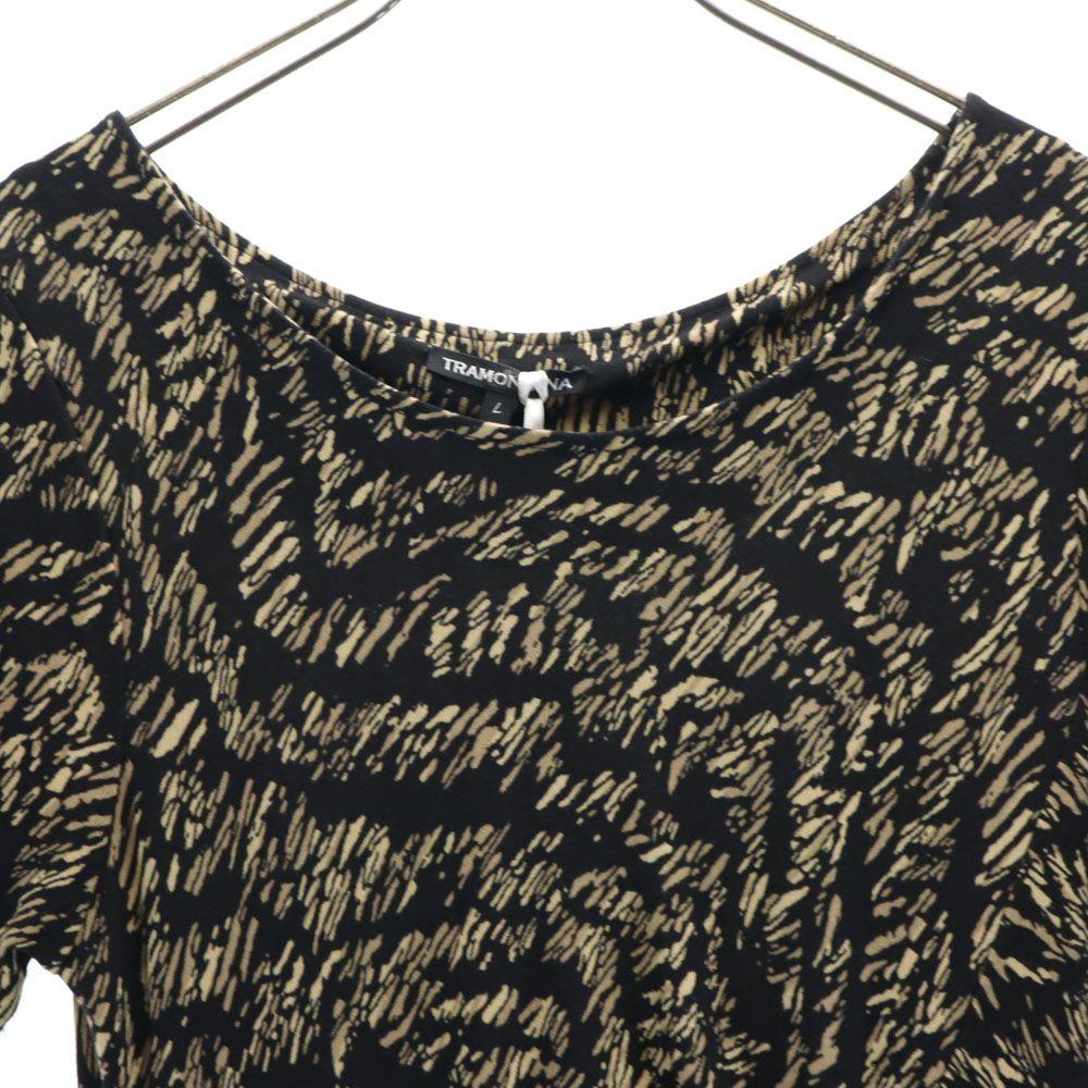 Unused TRAMONTANA Overall Handle Short Sleeve Long Dress L Black Stretch Women Used