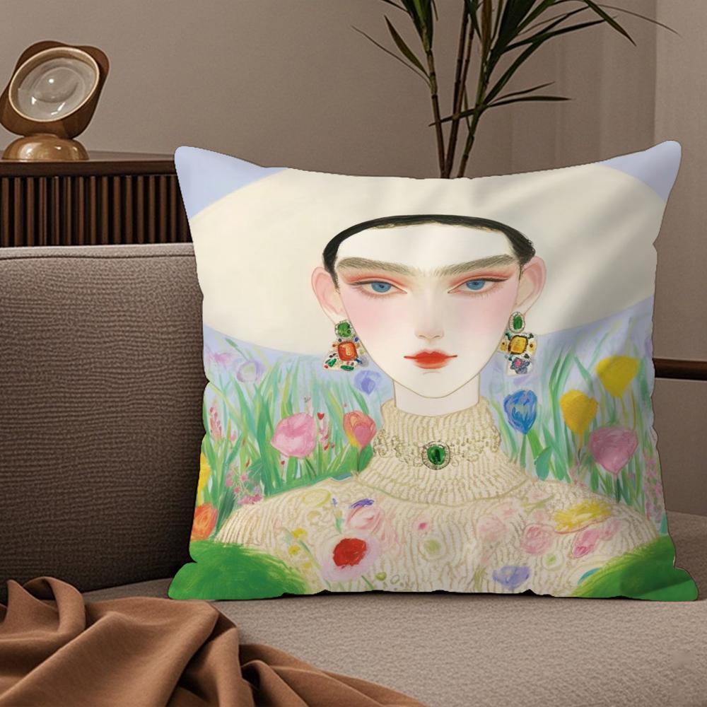 1PC Fashion Illustration Cushion Cover Plush Fabric Soft DoubleSided Printed Sofa Warm Winter Home Child Gift Pillow Case