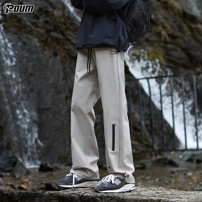 POUM Straight-Leg Hiking Pants for Men, Spring And Summer Style, Sports Windproof Loose Wide-Leg Cargo Pants K1407 Beige Gray XL