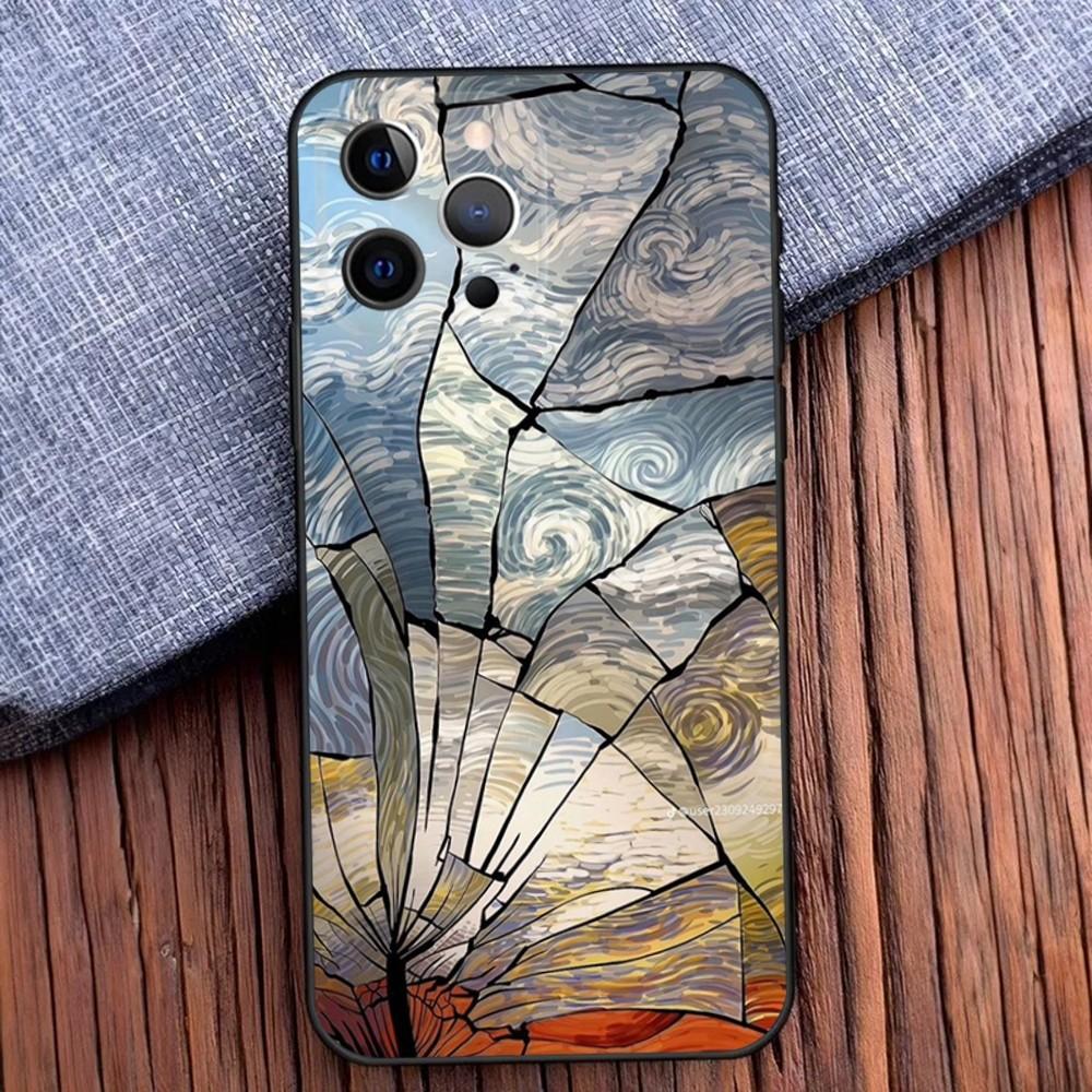 

van Gogh The Starry Night Phone Case For iPhone 16,15,14,13,12,11,Pro,X,XS,Max,XR,Plus,Mini Black Soft Silicone Case iPhone12mini