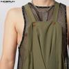 INCERUN Men Strap Solid Color Baggy Dungarees Overalls Drop-crotch Jumpsuits
