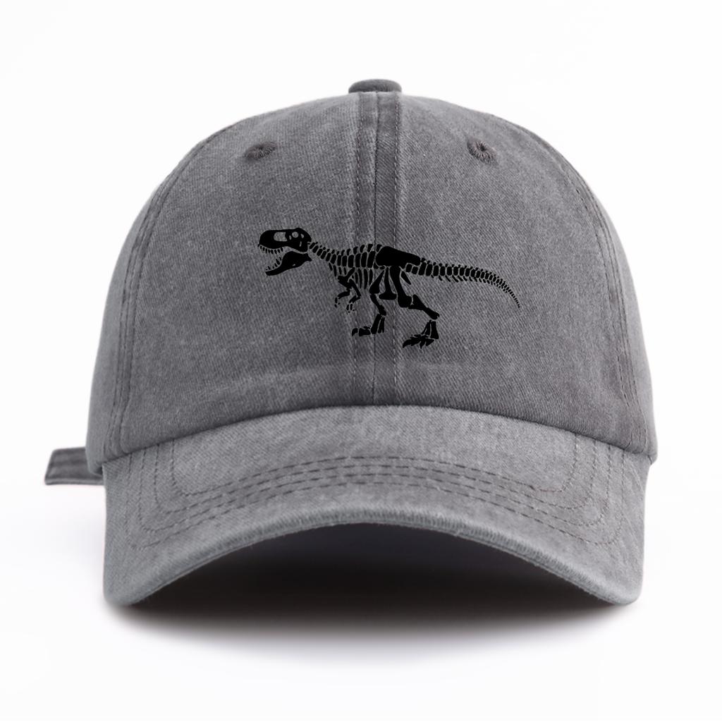 pc Black T Rex Print Washed Baseball Cap for Adults  Minimalist Retro Style Casual Soft Adjustable Dad Hat Perfect As Gift