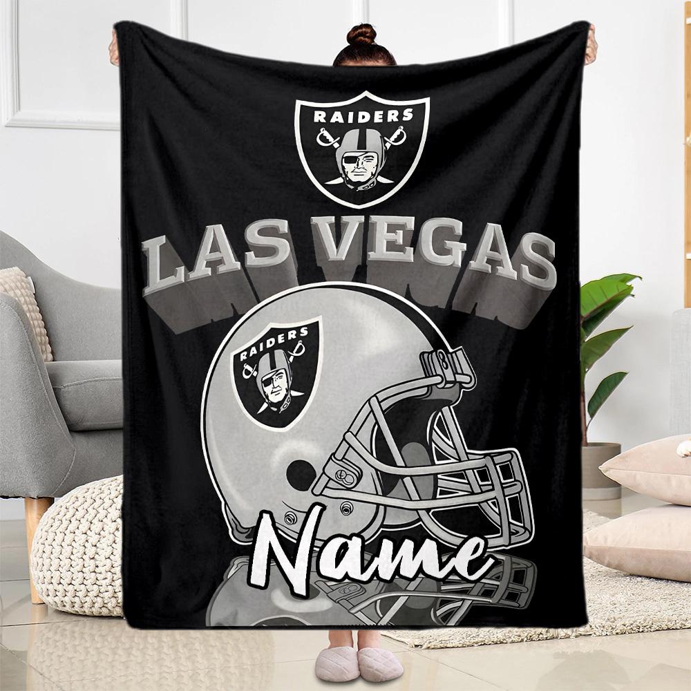 Raiders Helmet Personalized Text Blanket Gift Customizable Blanket Soft Warm Cozy Suitable for Picnics Living Room Couch Home Decor for All Occasions