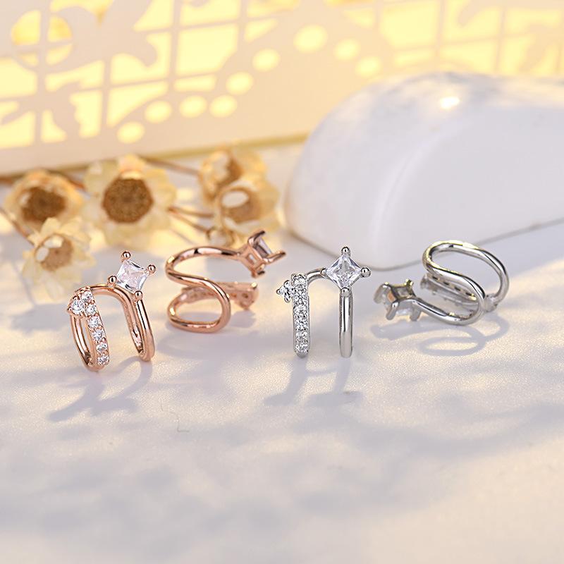 2026 Temperament Double-layer Earclip Earrings Without Piercings, Korean Trend Temperament, Earbone Clip Earrings Without Holes