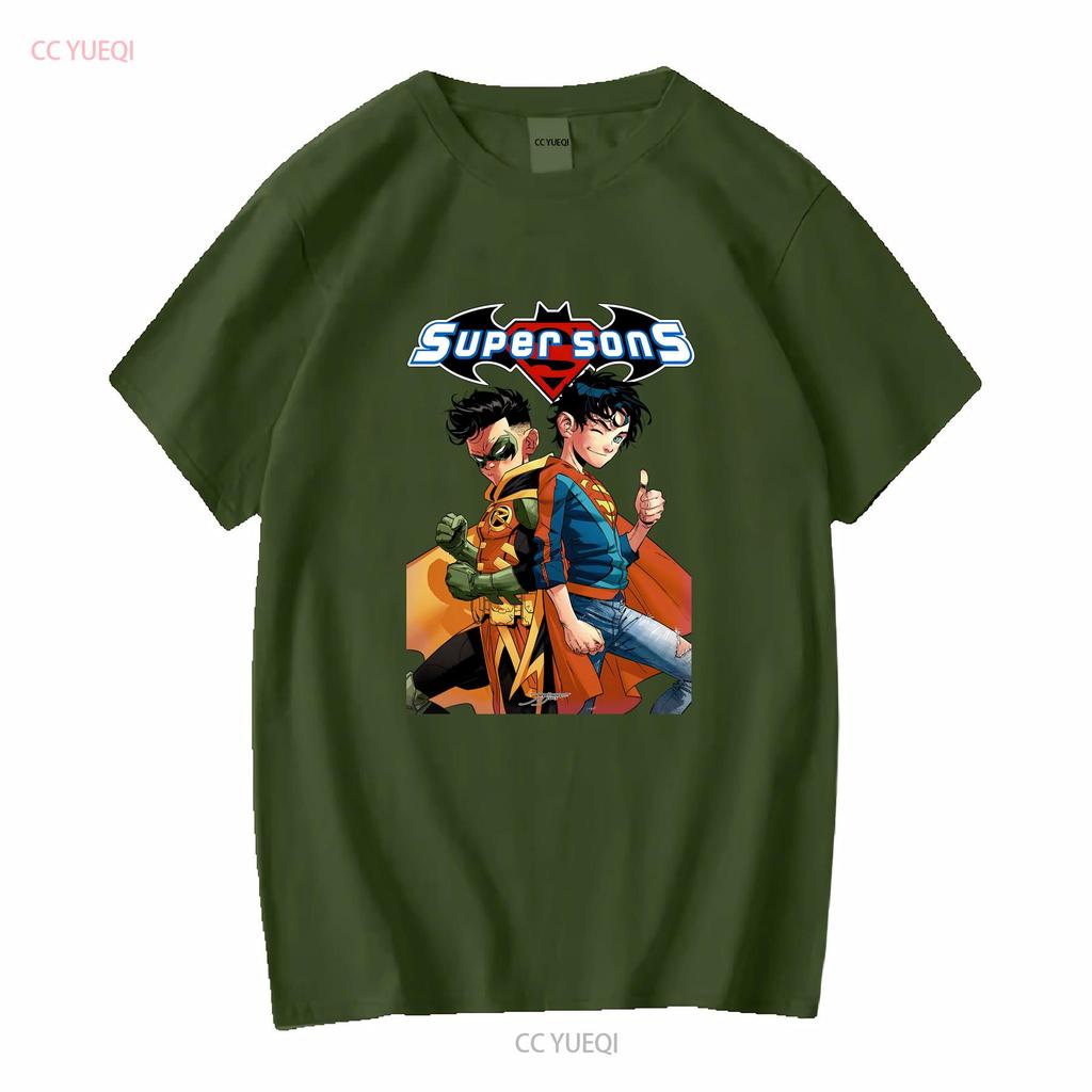 Super Sons T-Shirt Superboy Robin Damian Wayne Jon Kent Jimenez Kunst vintage Gewaschen Weich Streetwear Oberteil für den Alltag