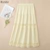 ZANZEA Womens Casual Elastic Waist Loose Elegant Long Skirts